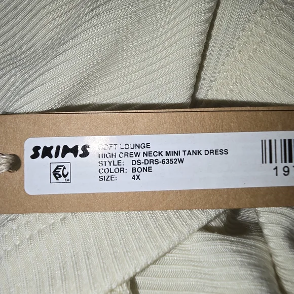SKIMS Kim Kardashian Women's 4X Soft Lounge High Crew Neck Mini Tank Dress New - Picture 3 of 6